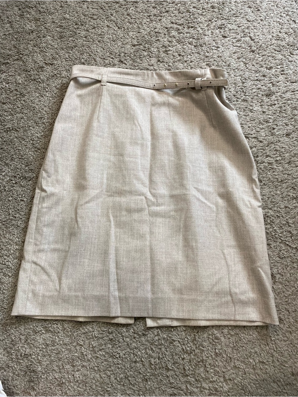 H&M Neutral Cream-Beige Pencil Skirt with Slim Belt